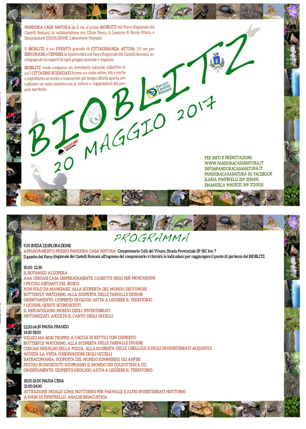 BioBlitz alla Doganella, nel Parco dei Castelli Romani, il 20 maggio 2017